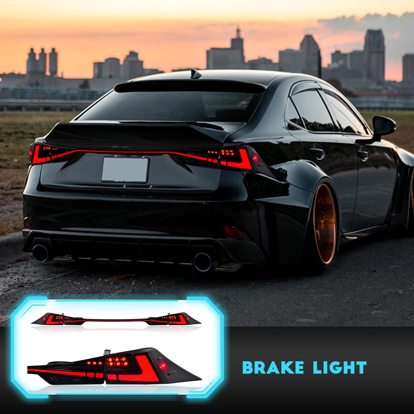 LED Tail Light Assembly Compatible with Lexus IS250/350 300h F 2014-2020 Start UP Animation Sequential Turn Light Rear Lamps 2Pcs Smoked