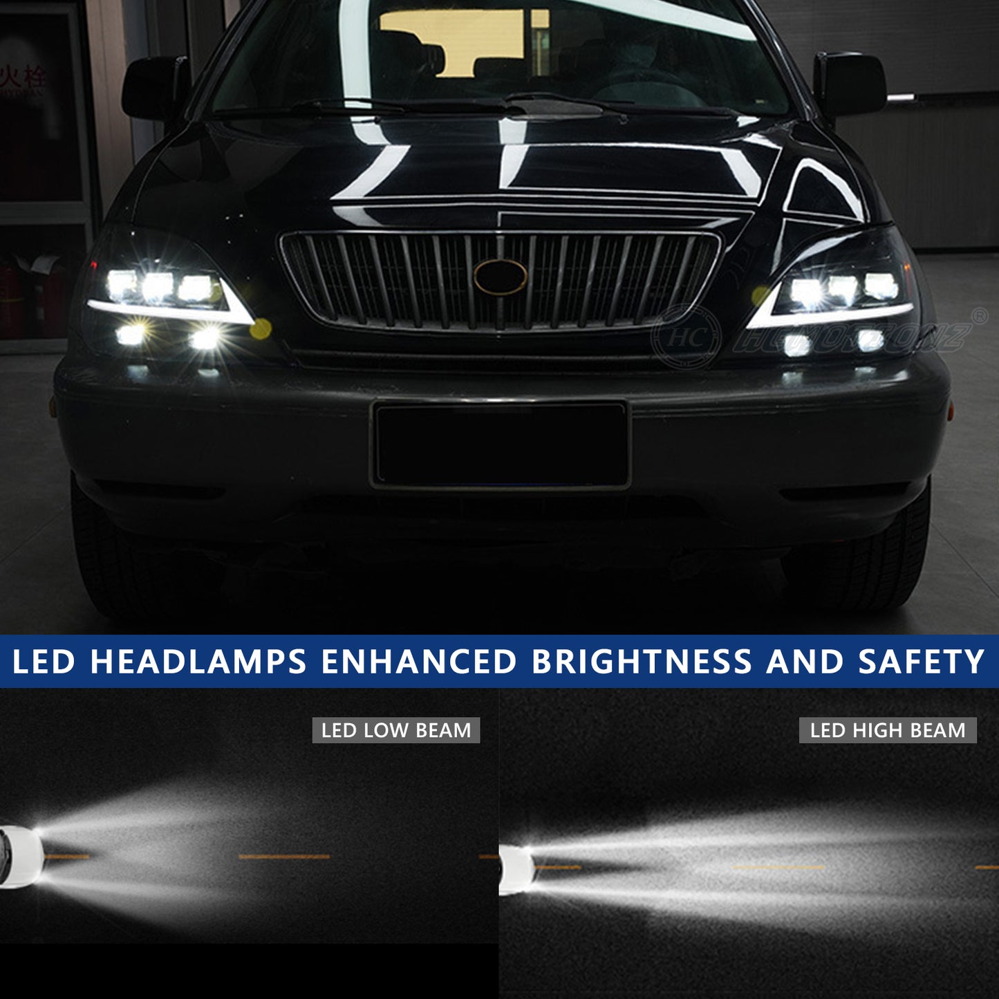 HCMOTION LED Headlights for 1998-2002 Lexus RX Series | Sequential Signal & Startup Animation