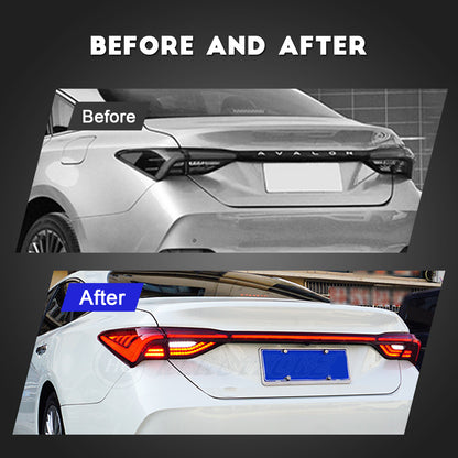 HCMOTION LED Tail Lights for 2019-2023 Toyota Avalon | Sequential Turn Signal & Startup Animation Red
