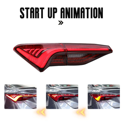 HCMOTION LED Tail Lights for 2019-2023 Toyota Avalon | Sequential Turn Signal & Startup Animation Red