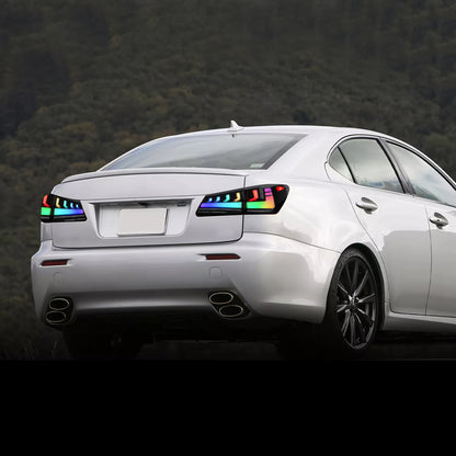 HCMOTION LED RGB Tail Lights for 2006-2012 Lexus IS250 IS350 ISF | Startup Animation & Sequential Signal Smoked