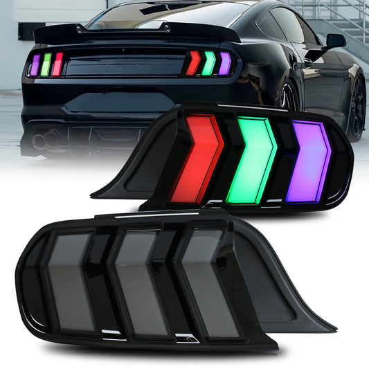 LED 6 Lighting Modes Tail Light Assembly Compatible with Ford Mustang 2015-2022 Start UP Animation Sequential Turn Light Rear Lamps RGB 2Pcs