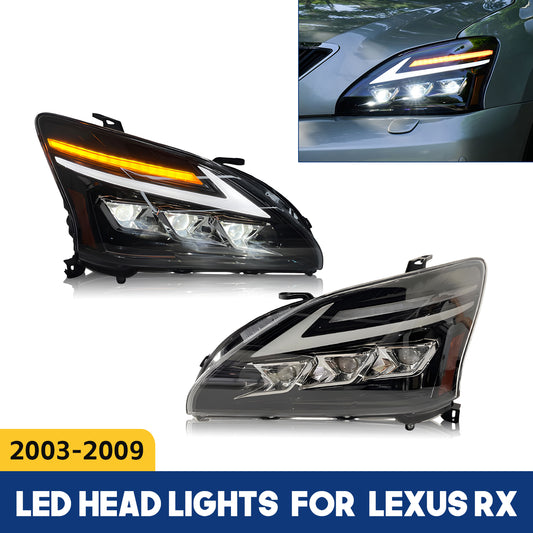 HCMOTION LED Headlights for 2003-2009 Lexus RX330 RX350 RX400h | Projector Lens & Startup Animation