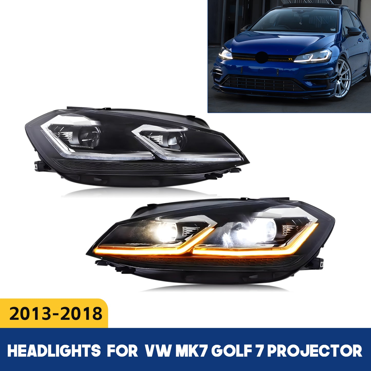 HCMOTION LED Headlights for 2013-2018 VW Golf MK7 | Sequential Signal & Startup Animation