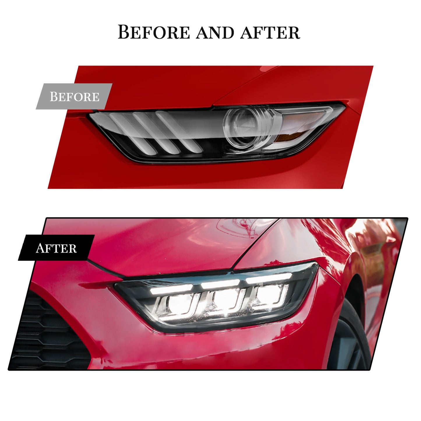 HCMOTION LED Headlights for Ford Mustang 2015-2017 | Sequential Turn Signal & Startup Animation
