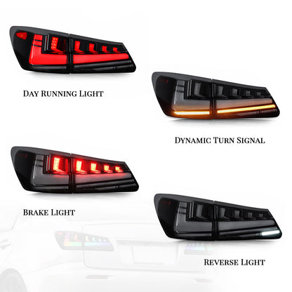 HCMOTION LED RGB Tail Lights for 2006-2012 Lexus IS250 IS350 ISF | Startup Animation & Sequential Signal Smoked