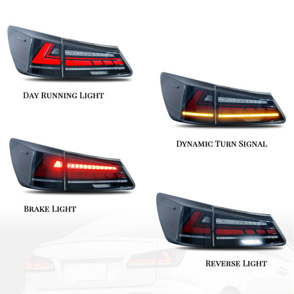 HCMOTION LED Tail Lights for 2006-2012 Lexus IS250 IS350 IS F | Sequential Turn Signal & Startup Animation Smoked