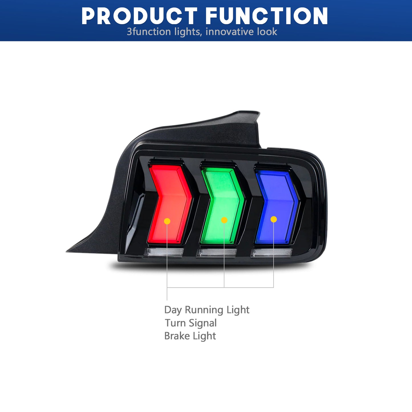 HCMOTION LED RGB Tail Lights for 2005-2009 Ford Mustang | Startup Animation & Sequential Signal Clear