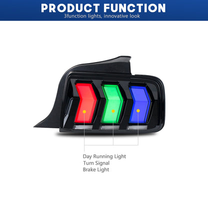 HCMOTION LED RGB Tail Lights for 2005-2009 Ford Mustang | Startup Animation & Sequential Signal Clear