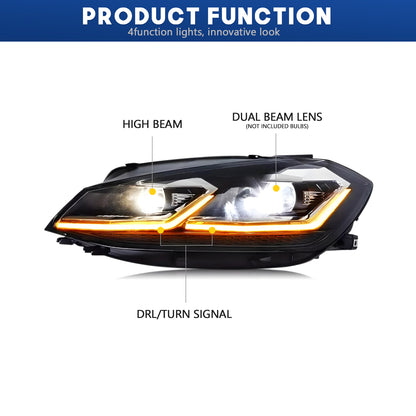 HCMOTION LED Headlights for 2013-2018 VW Golf MK7 | Sequential Signal & Startup Animation