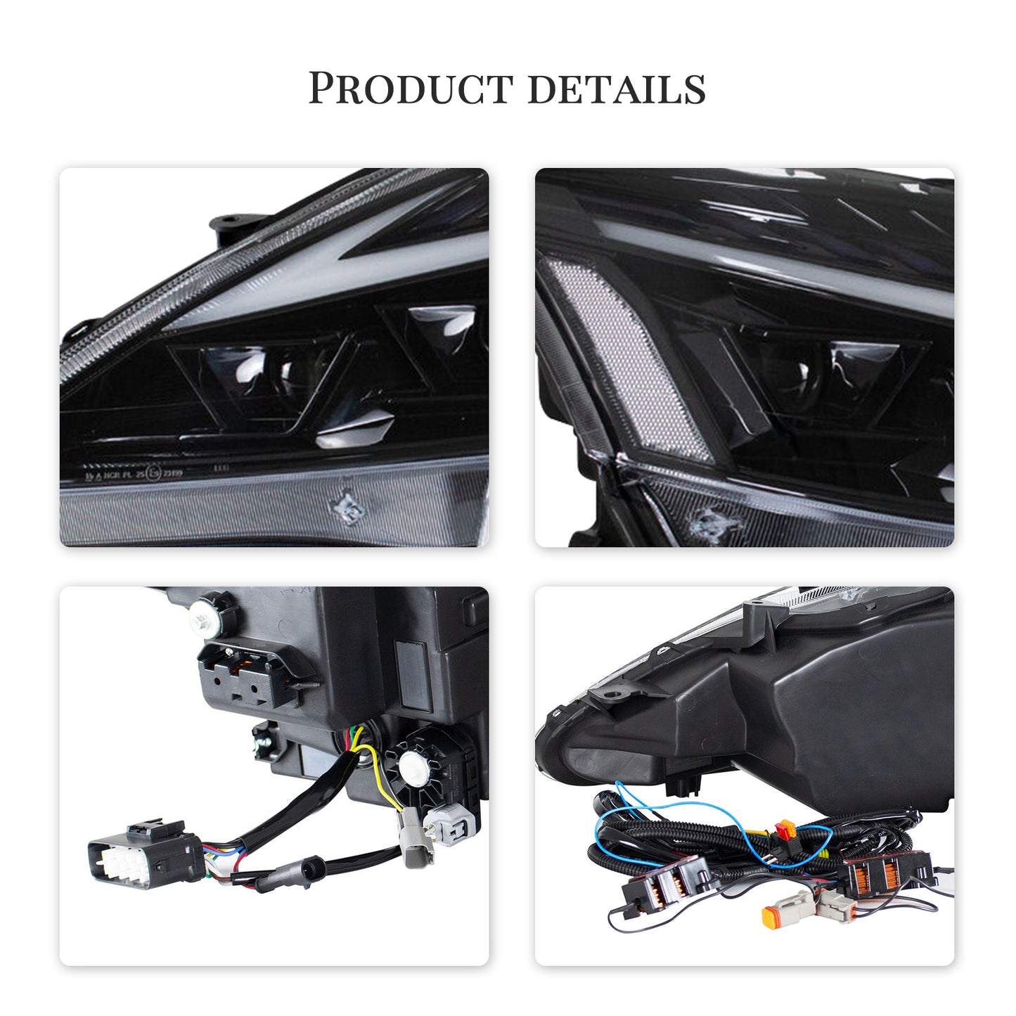 HCMOTION LED Headlights for Lexus IS250 IS350 C ISF 2006-2013 | Sequential Turn Signal & Startup Blue Light Animation