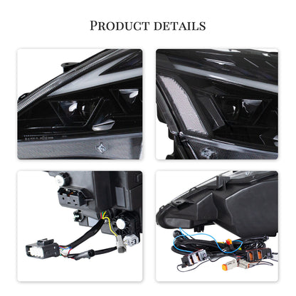 HCMOTION LED Headlights for Lexus IS250 IS350 C ISF 2006-2013 | Sequential Turn Signal & Startup Blue Light Animation