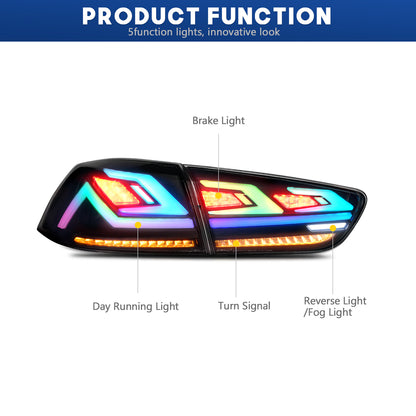 HCMOTION LED RGB Taillights for 2008-2017 Mitsubishi Lancer & EVO X | Startup Animation & Sequential Signal Smoked