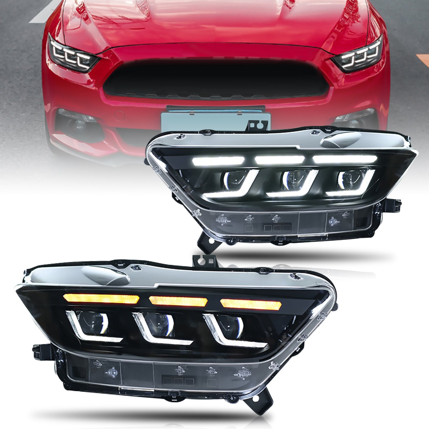 HCMOTION LED Headlights for Ford Mustang 2015-2017 | Sequential Turn Signal & Startup Animation