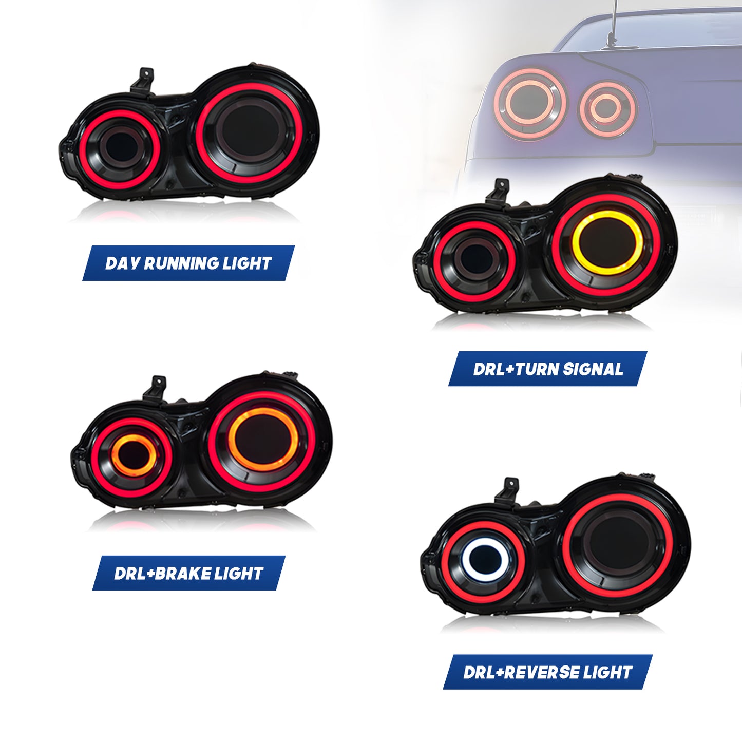HCMOTION LED Tail Lights for 2007-2017 Nissan GTR GT-R R35 | Startup Animation & Sequential Signal