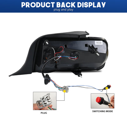 HCMOTION LED RGB Tail Lights for 2005-2009 Ford Mustang | Startup Animation & Sequential Signal Clear