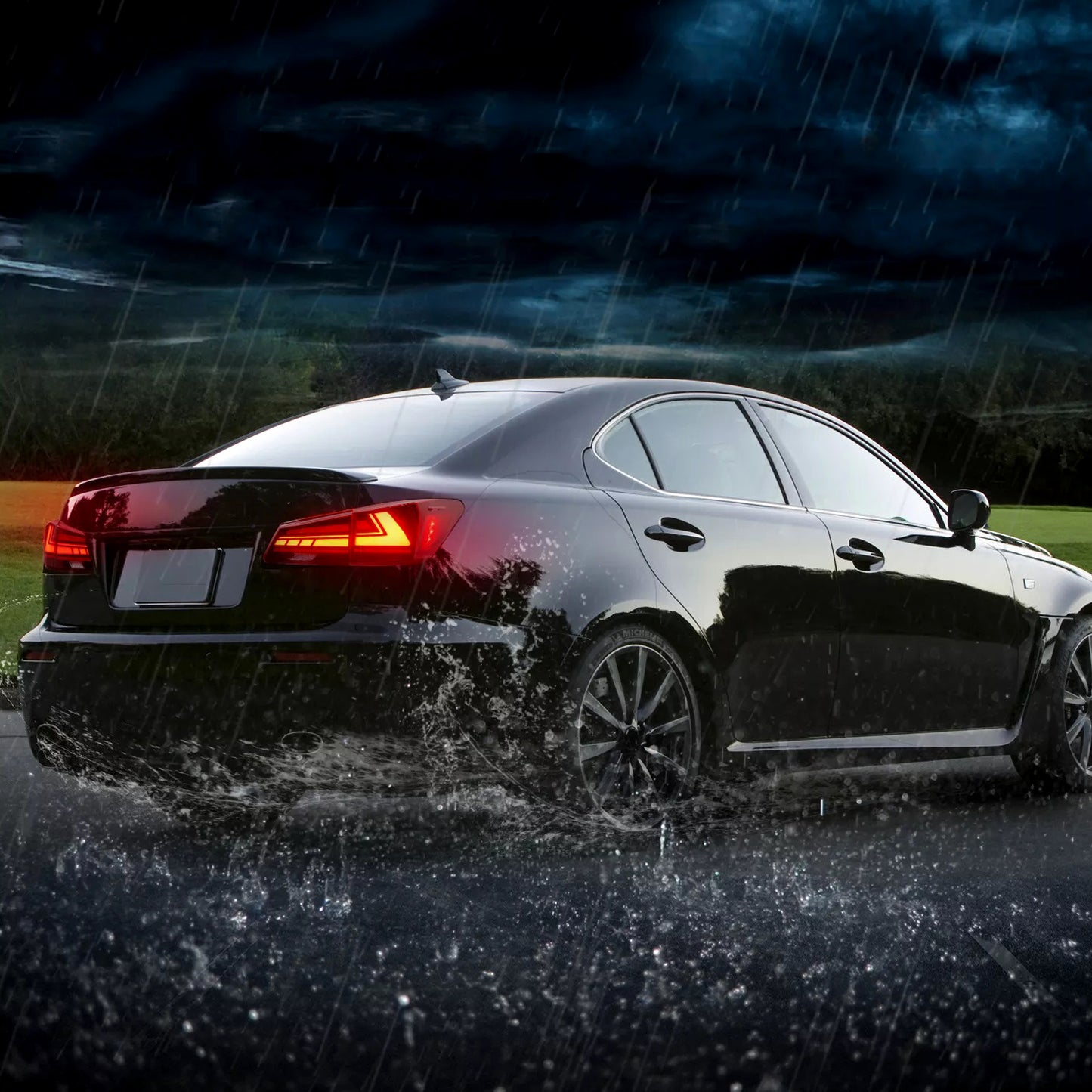 HCMOTION LED Taillights for Lexus IS250 IS350 ISF 2006-2012 | Sequential Turn Signal & Start-up Animation Red
