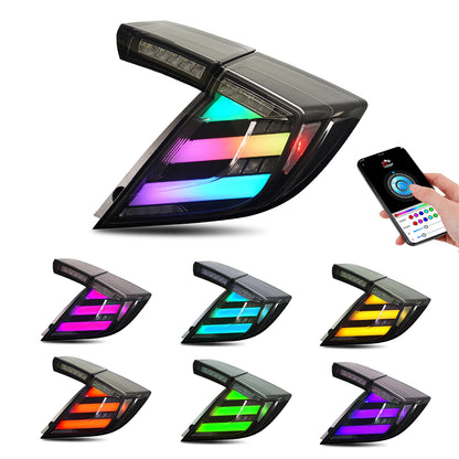 HCMOTION LED RGB Taillights for 2016-2021 Honda Civic Hatchback | Sequential Signal & Startup Animation Clear
