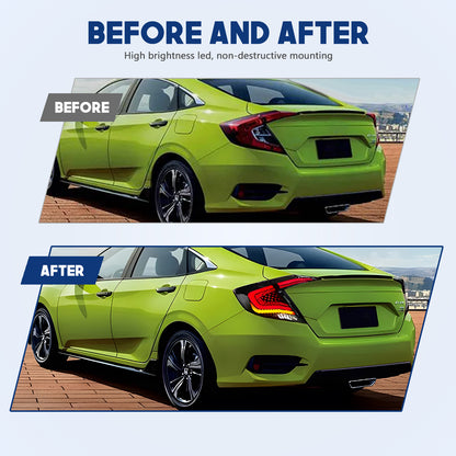 HCMOTION LED Taillights for 2016-2021 Honda Civic 10th Gen Sedan | Sequential Turn Signal & Startup Animation Smoked