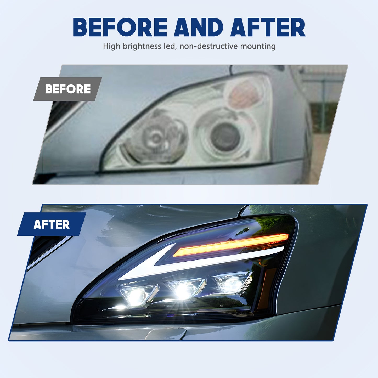 HCMOTION LED Headlights for 2003-2009 Lexus RX330 RX350 RX400h | Projector Lens & Startup Animation