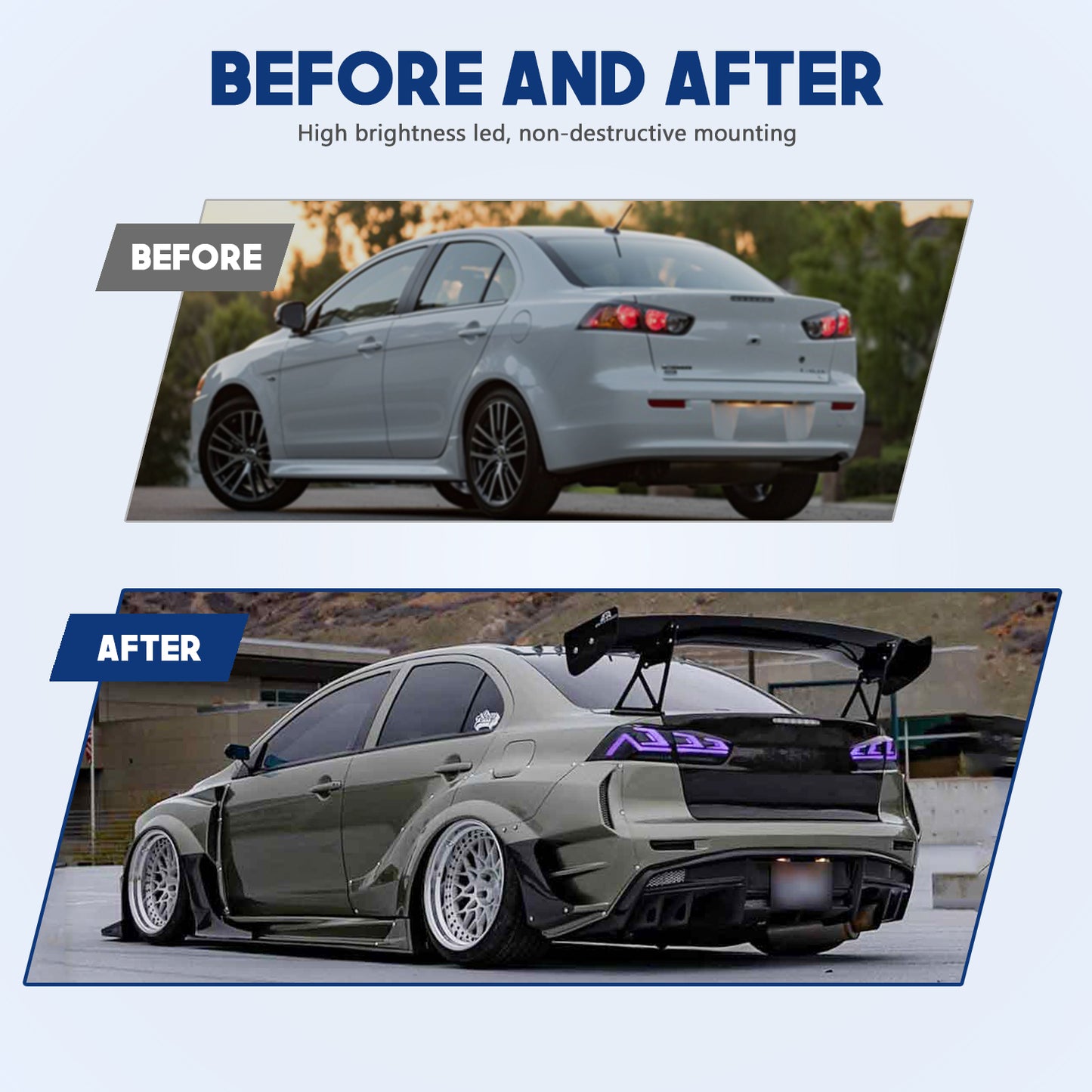 HCMOTION LED RGB Taillights for 2008-2017 Mitsubishi Lancer & EVO X | Startup Animation & Sequential Signal Smoked