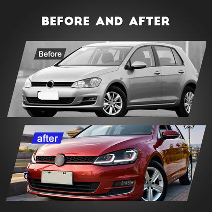 HCMOTION LED Headlights for 2013-2018 VW Golf MK7 | Sequential turn Signal & Startup Animation Red