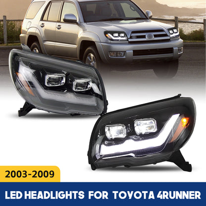 HCMOTION LED Headlights for 2003-2009 Toyota 4Runner 4th GEN with Trim Strips | Sequential Signal & Startup Animation