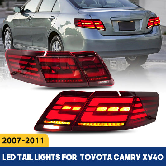 HCMOTION LED Taillights for 2007-2011 Toyota Camry XV40 Aurion | Sequential Turn Signal & Start-up Animation Red
