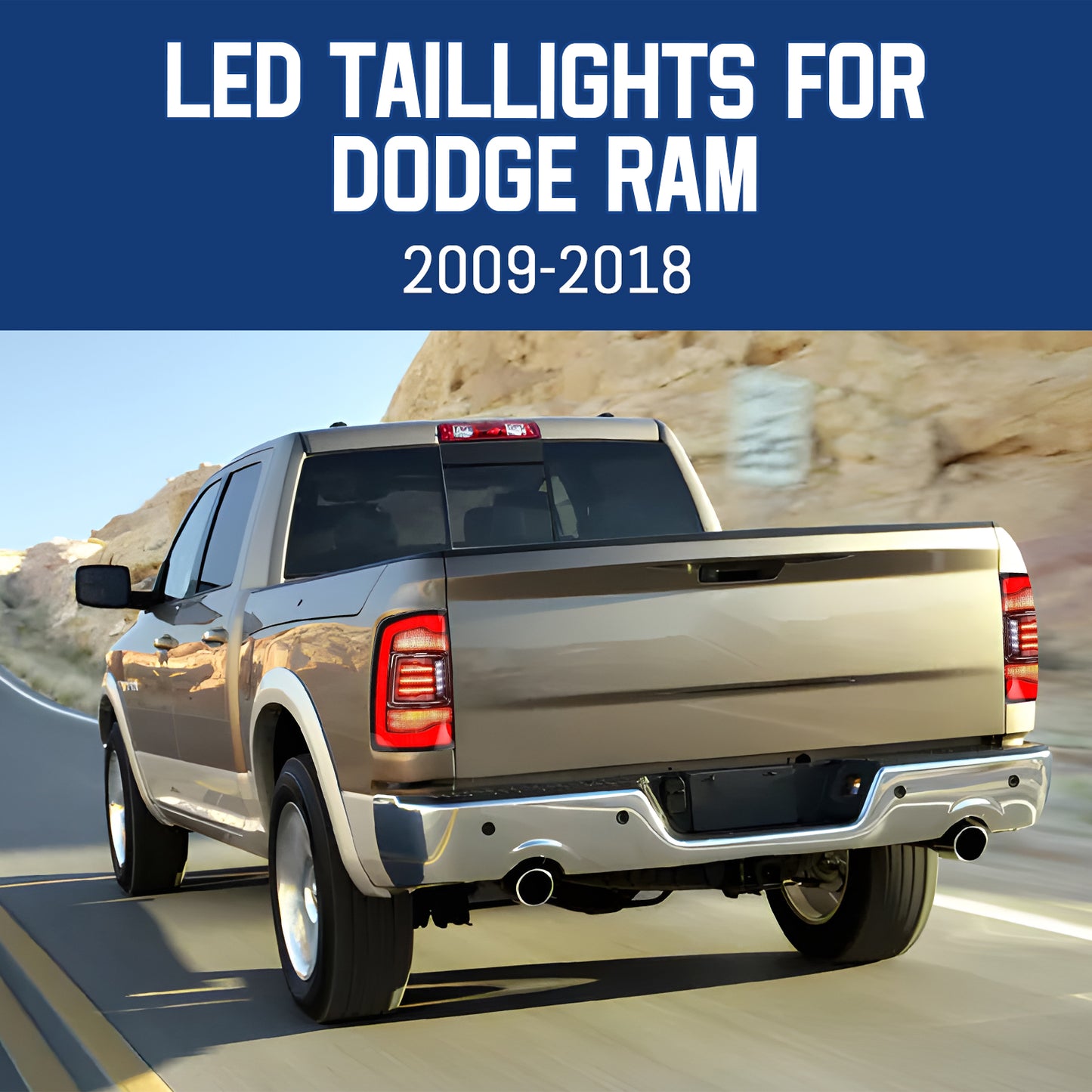 HCMOTION LED Tail Lights for Dodge RAM1500 2009-2018/RAM2500 2013-2018 | Sequential Turn Signal & Startup Animation Clear