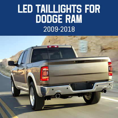 HCMOTION LED Tail Lights for Dodge RAM1500 2009-2018/RAM2500 2013-2018 | Sequential Turn Signal & Startup Animation Clear