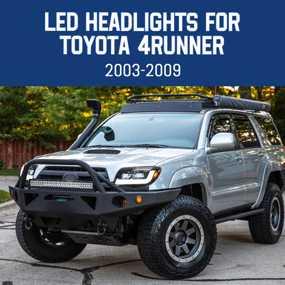 HCMOTION DOT-Approved LED Headlights for 2003-2009 Toyota 4Runner 4th Gen | Sequential Signal & Startup Animation Pair