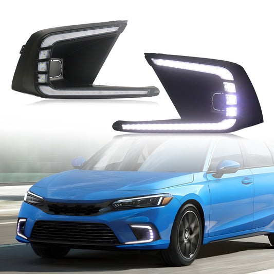 HCMOTION DOT-Approved LED DRL for 2022-2024 Honda Civic (11th Gen) | Startup Animation & Sequential Turn Signal Fog Lamps 1 Pair
