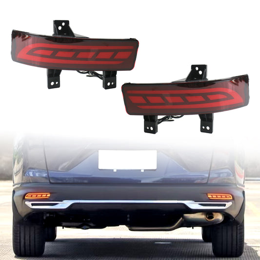 HCMOTION DOT-Approved LED Rear Bumper Lights for 2020-2022 Honda CR-V (Touring/EX/LX) | Sequential Signal & Startup Animation Red Lens Pair