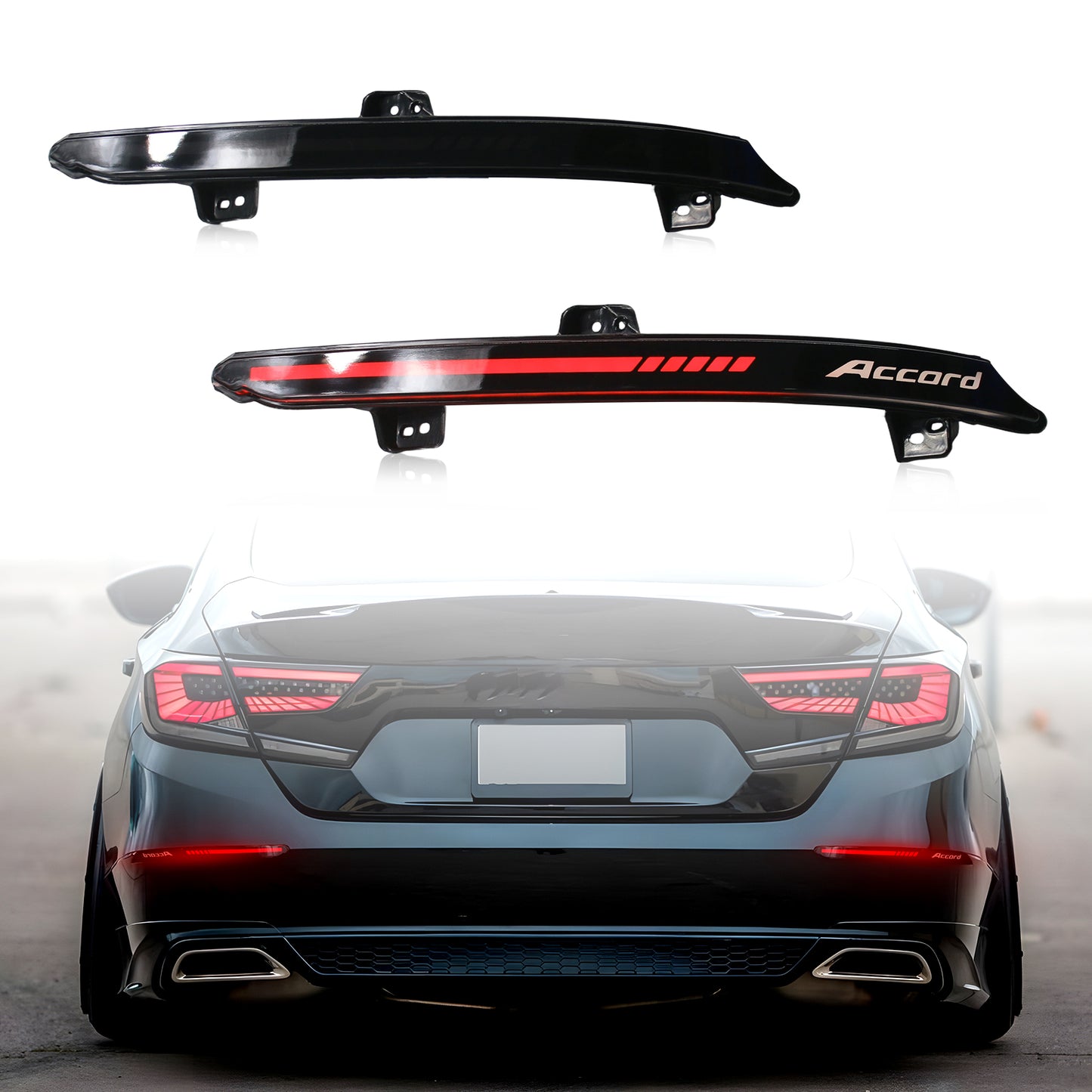 HCMOTION Smoked LED Bumper Reflector Lights for 2018-2022 Honda Accord 10th Gen | Sequential Turn Signal