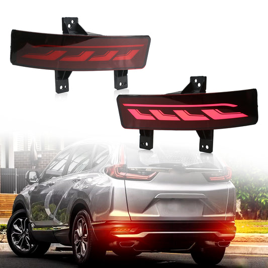 HCMOTION DOT-Approved LED Rear Bumper Lights for 2020-2022 Honda CR-V (Touring/EX/LX) | Sequential Signal & Startup Animation Red Lens, Pair