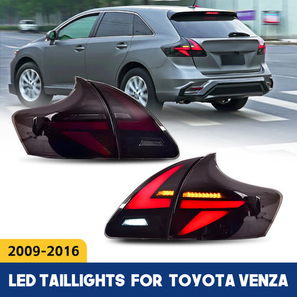 HCMOTION DOT-Approved Full LED Tail Lights for 2009-2016 Toyota Venza | Sequential Signal & Startup Animation Pair