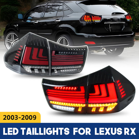 HCMOTION LED Taillights for 2003-2009 Lexus RX330 RX350 RX400h | Sequential Turn Signal & Startup Animation Clear