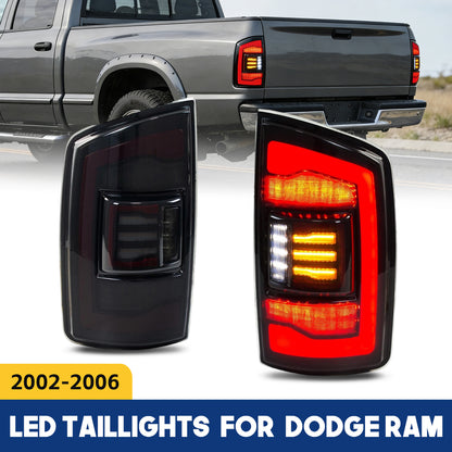HCMOTION LED Taillights for 2002-2006 Dodge RAM 1500, 2003-2006 RAM 2500 3500 | Sequential Turn Signal & Startup Animation Smoked