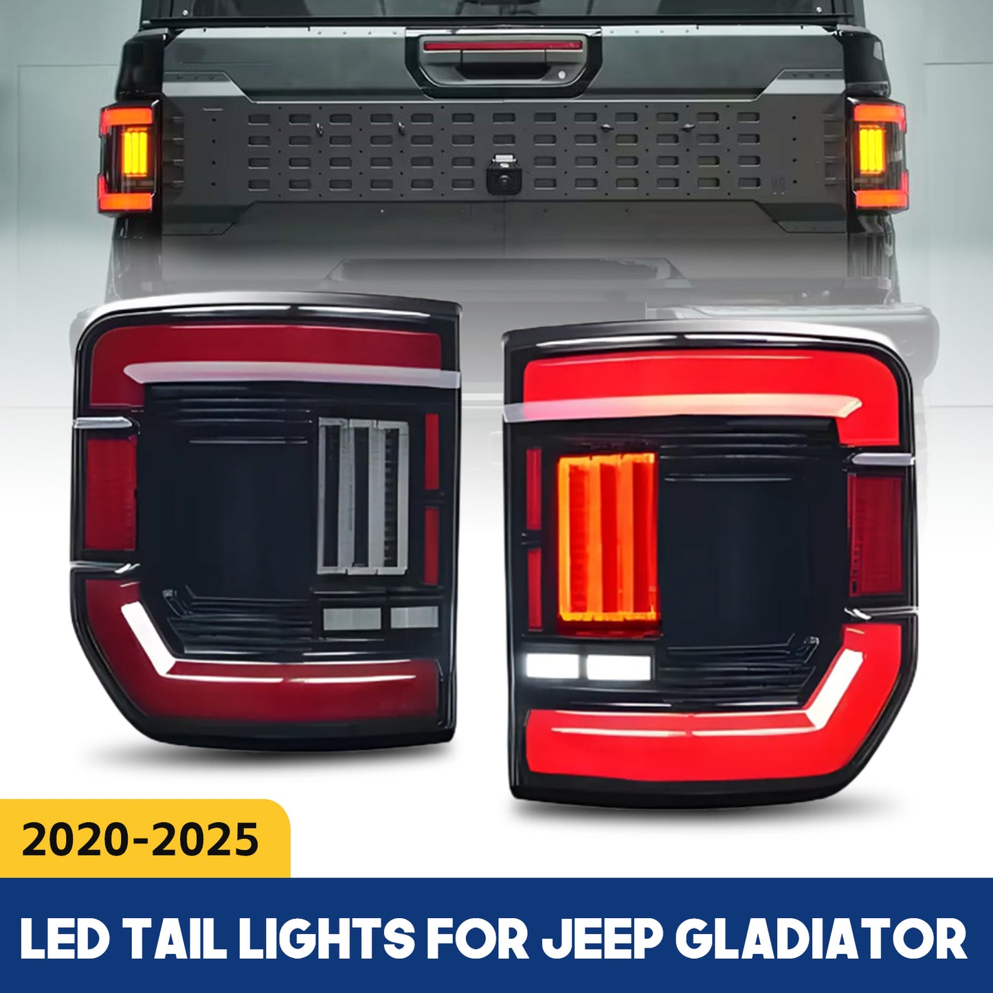 HCMOTION LED Tail Lights for 2020-2025 Jeep Gladiator (JT) | Sequential Turn Signal & Startup Animation