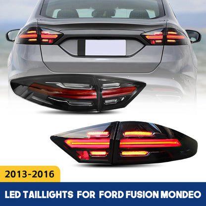 HCMOTION LED Taillights for 2013-2016 Ford Fusion Mondeo | Sequential Turn Signal & Startup Animation Smoked