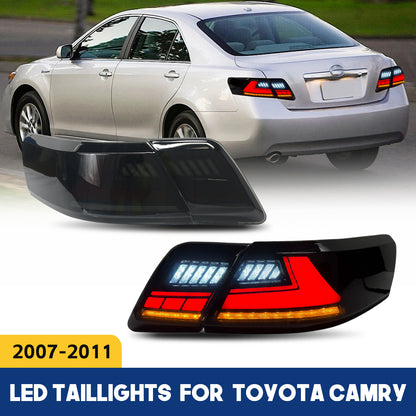 HCMOTION LED Taillights for 2007-2011 Toyota Camry XV40 Aurion | Sequential Turn Signal & Start-up Animation Smoked Type B
