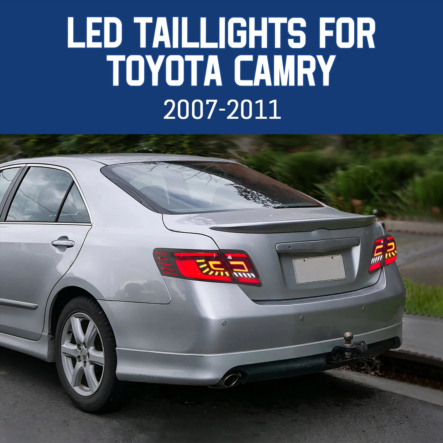 HCMOTION LED Taillights for 2007-2011 Toyota Camry XV40 Aurion | Sequential Turn Signal & Start-up Animation Smoked Type A