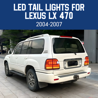 HCMOTION DOT-Approved LED Tail Lights for 2004-2007 Lexus LX 470 | Startup Animation & Sequential Signal Pair