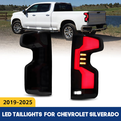 HCMOTION DOT-Approved LED Tail Lights for 2019-2025 Chevrolet Silverado 1500/2500/3500 |  Sequential Signal & Startup Animation Pair