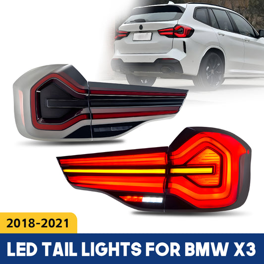 LED Tail Light Assembly Compatible with BMW X3 G01 F97 2018-2021 Start UP Animation Sequential Turn Light Rear Lamps 2Pcs