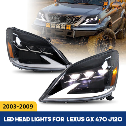 HCMOTION LED Headlights for 2003-2009 Lexus GX 470 J120 | Sequential Signal & Startup Animation