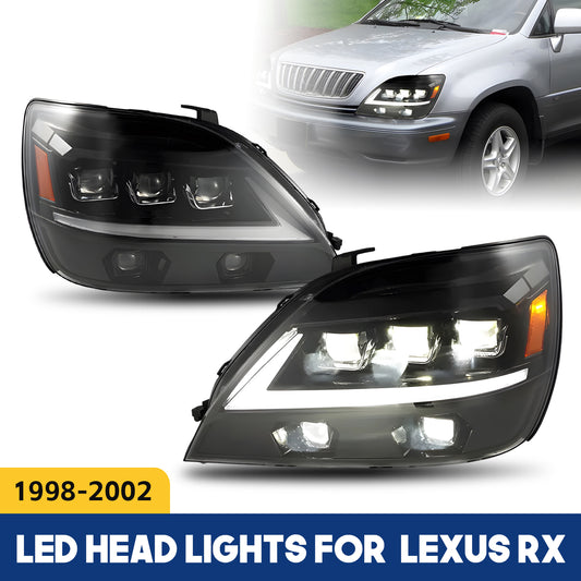 LED Headlight Assembly for Lexus RX 330 350 400h 1998-2002 Startup Animation & Sequential Turn Signal 2PCS