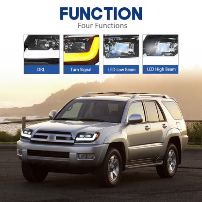HCMOTION DOT-Approved LED Headlights for 2003-2009 Toyota 4Runner 4th Gen | Sequential Signal & Startup Animation Pair