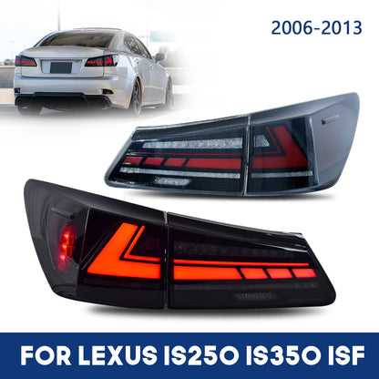 HCMOTION LED Tail Lights for 2006-2012 Lexus IS250 IS350 IS F | Sequential Turn Signal & Startup Animation Smoked