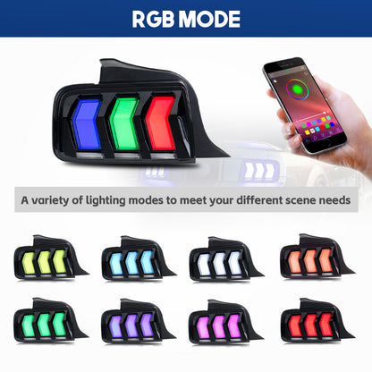 HCMOTION LED RGB Tail Lights for 2005-2009 Ford Mustang | Startup Animation & Sequential Signal Clear